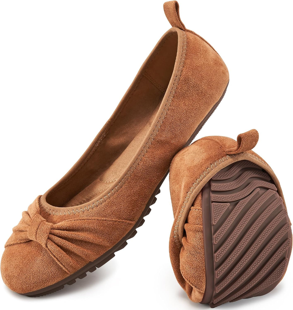 Women's Foldable Ballet Flats - Lightweight Slip On Work Shoes with Memory Foam for All Day Office Wear - 6