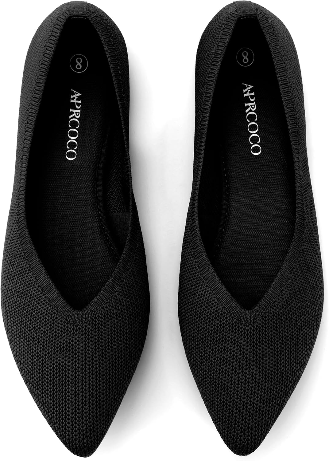 Women's Pointed Toe Knit Ballet Flats - Lightweight Washable Slip On Shoes for Work and Dressy Days - 6