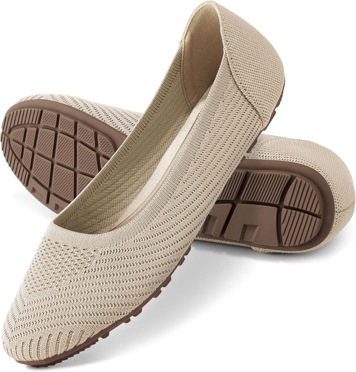 Women's Breathable Knit Casual Flats - Lightweight Anti Slip Walking Shoes with Soft Insole for Outdoor Days - Black