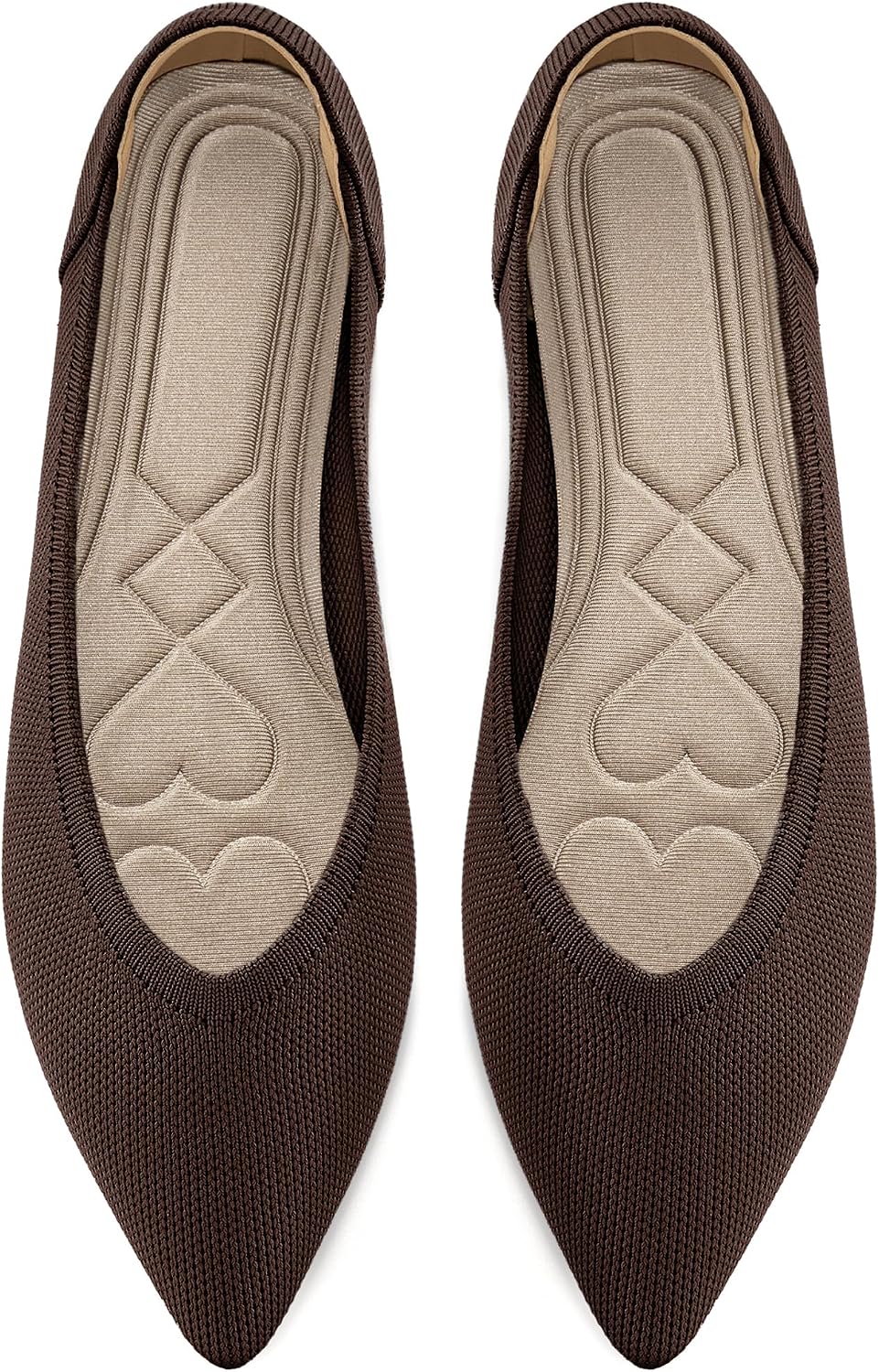 Women's Pointed Toe Knit Ballet Flats - Soft Slip On Dress Shoes for Work, Walking and Wedding Guest Days - 7