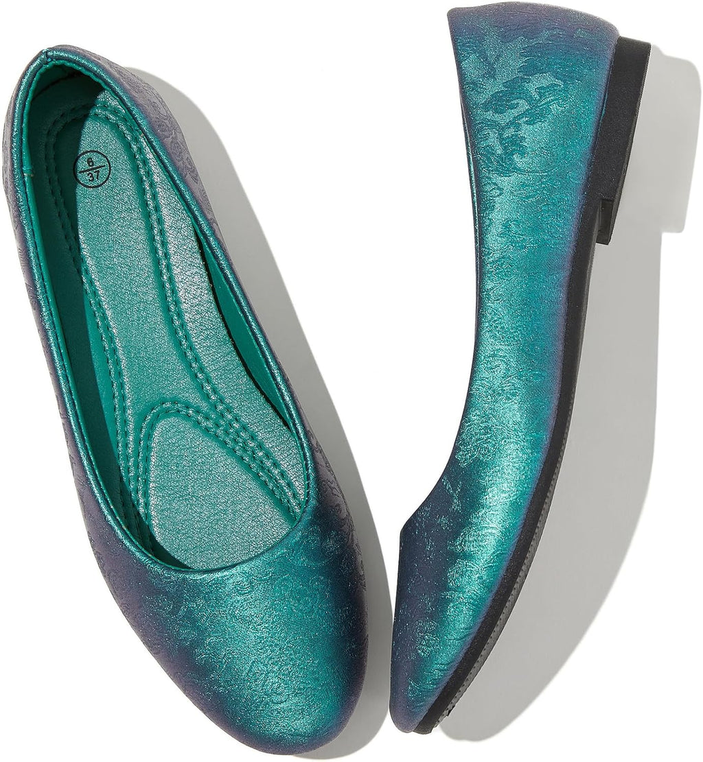 Women's Faux Leather Ballet Flats - Non Slip Low Heel Slip On Loafers for Teaching and Business Casual Days - 6