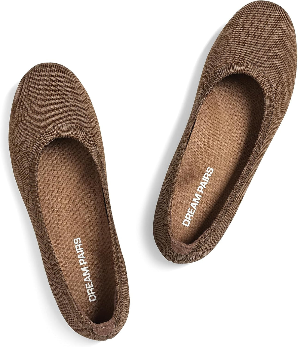 Women's Knit Ballet Flats - Round Toe Slip On Office Shoes, Flexible and Packable for Daily Walking and Travel - 6