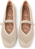 Women's Woven Square Toe Mary Jane Flats - Washable Ballet Shoes with Ankle Strap for Formal and Office Wear - 6