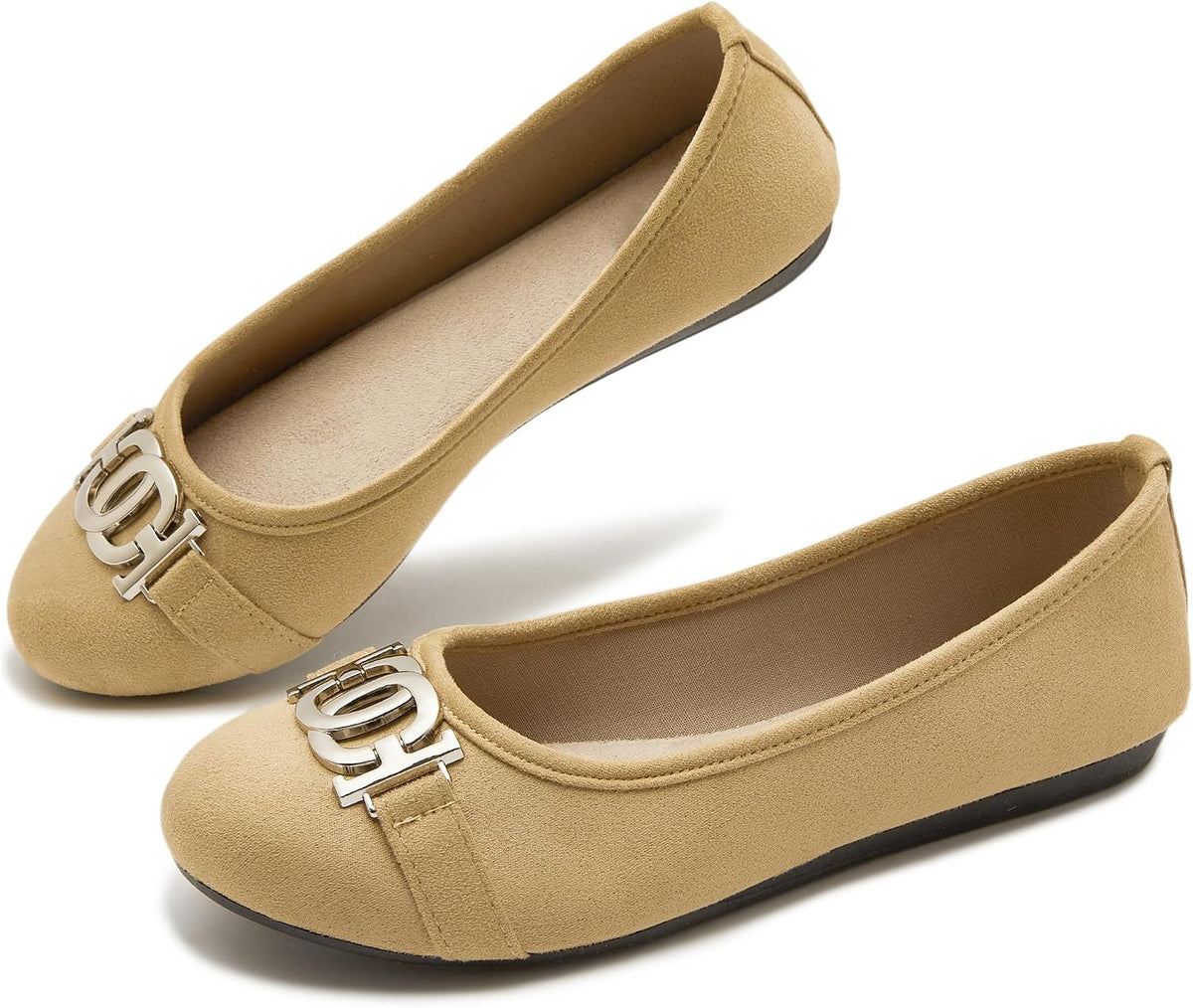 Women's Round Toe Ballet Flats - Slip On Casual Shoes for Walking, Driving and Dressy Weekday Wear - 7