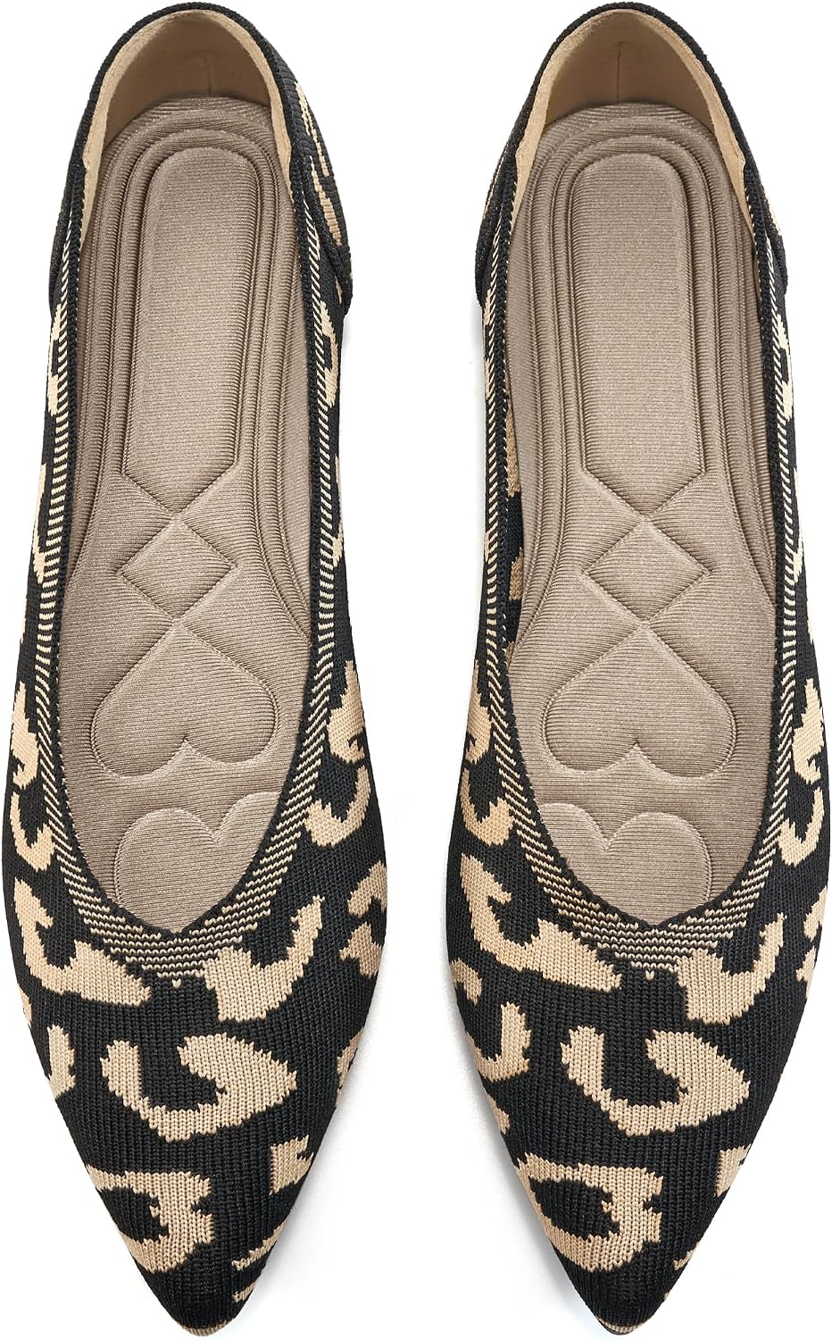 Women's Pointed Toe Knit Ballet Flats - Soft Slip On Dress Shoes for Work, Walking and Wedding Guest Days - 6