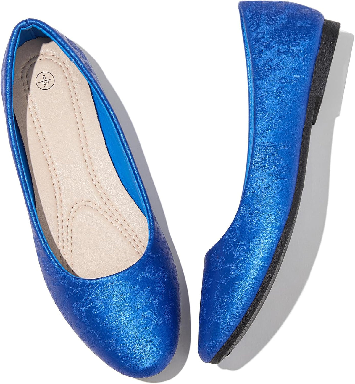 Women's Faux Leather Ballet Flats - Non Slip Low Heel Slip On Loafers for Teaching and Business Casual Days - 7