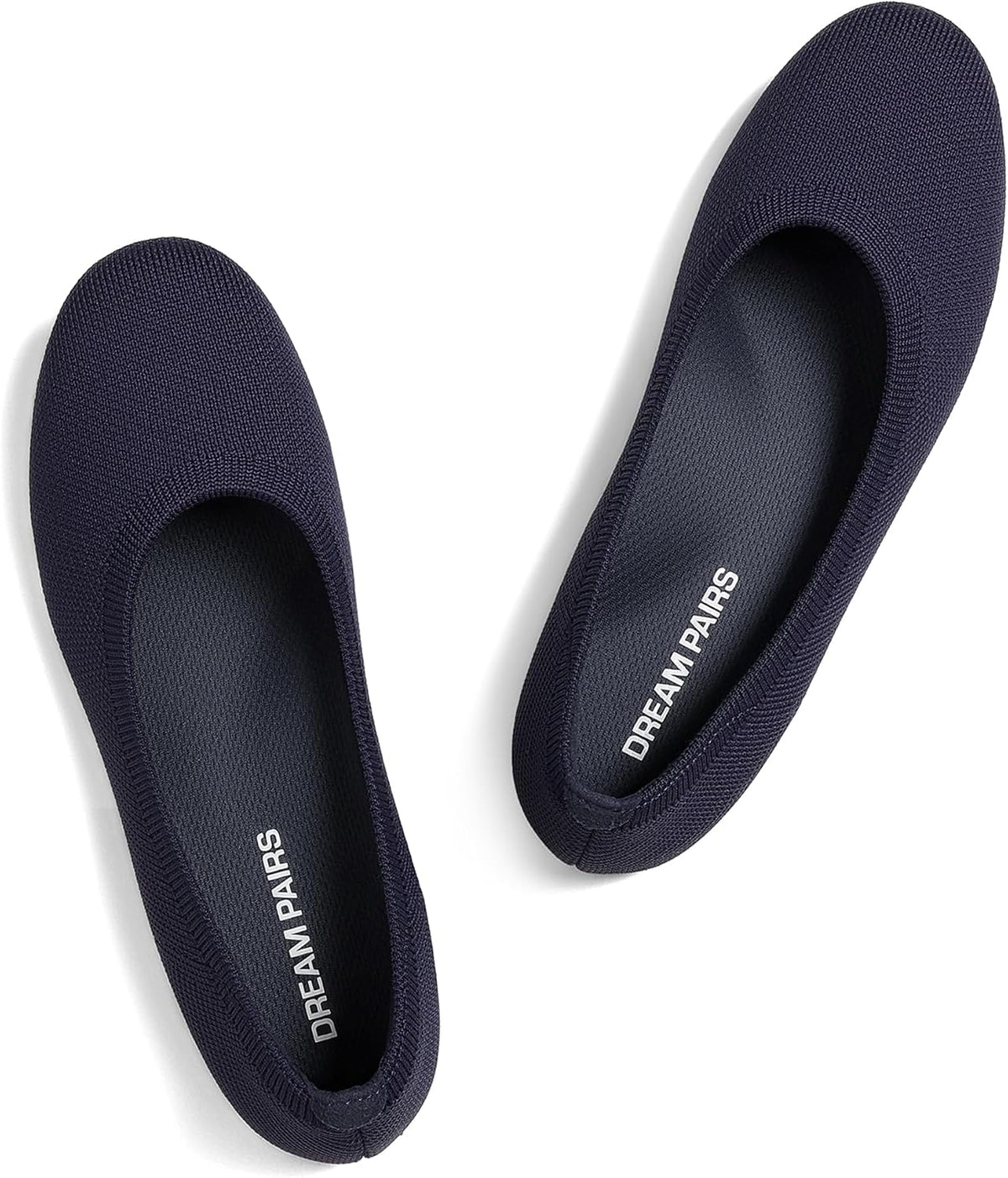 Women's Knit Ballet Flats - Round Toe Slip On Office Shoes, Flexible and Packable for Daily Walking and Travel - 6