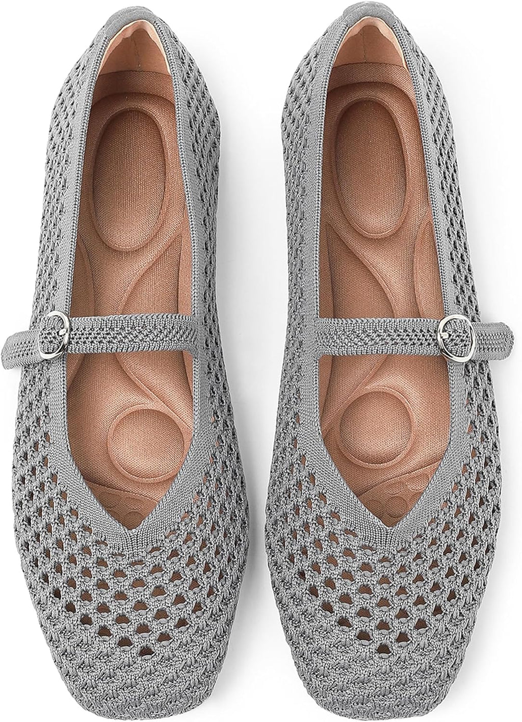 Women's Woven Square Toe Mary Jane Flats - Washable Ballet Shoes with Ankle Strap for Formal and Office Wear - 8