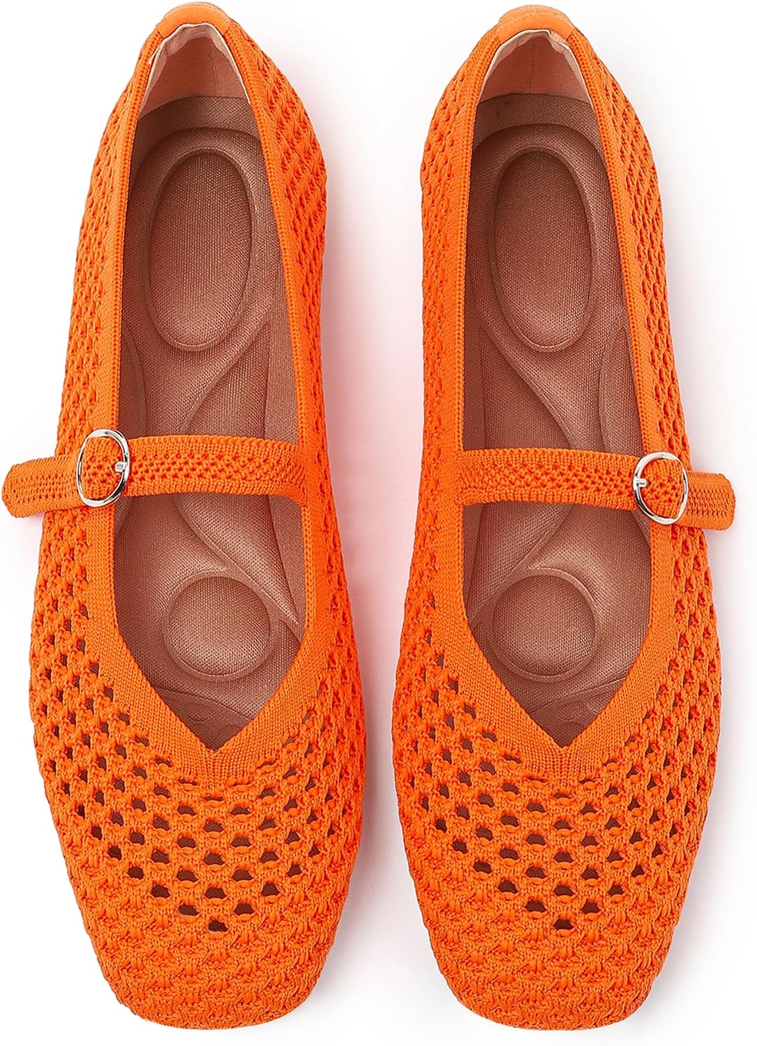 Women's Woven Square Toe Mary Jane Flats - Washable Ballet Shoes with Ankle Strap for Formal and Office Wear - 6