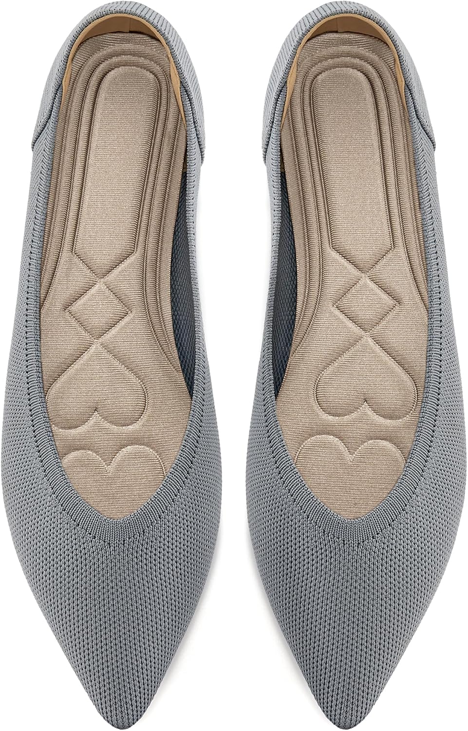 Women's Pointed Toe Knit Ballet Flats - Soft Slip On Dress Shoes for Work, Walking and Wedding Guest Days - 6
