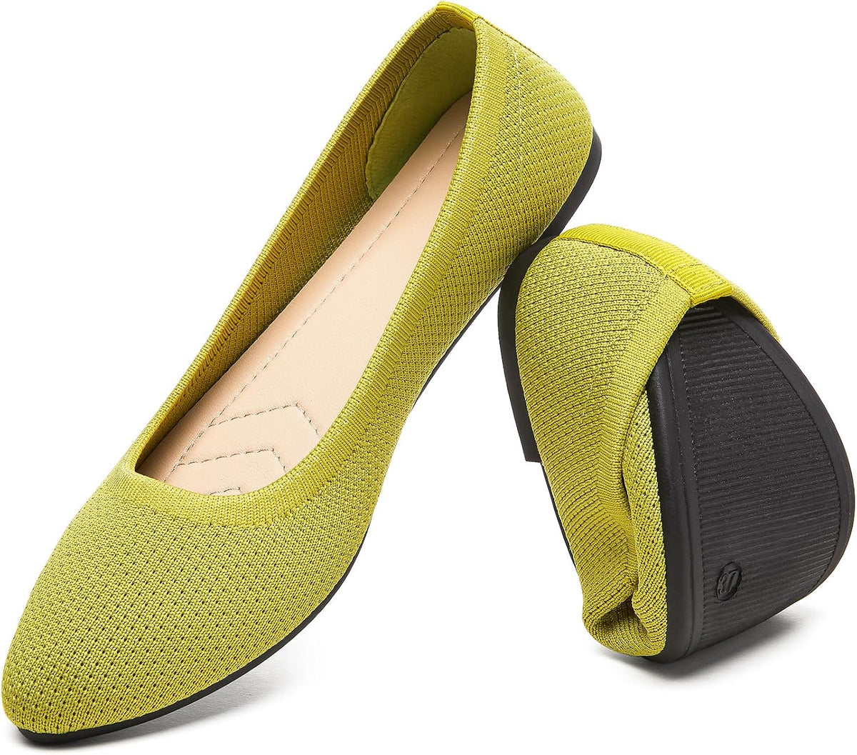 Women's Mesh Pointed Toe Ballet Flats - Breathable Slip On Dress Shoes with Memory Foam Insole - 6