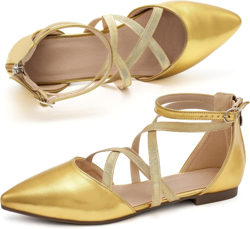 Women's Ballet Flats with Zipper Detail - Dressy Suede and Faux Leather Work Shoes for Weddings and Walking - 6