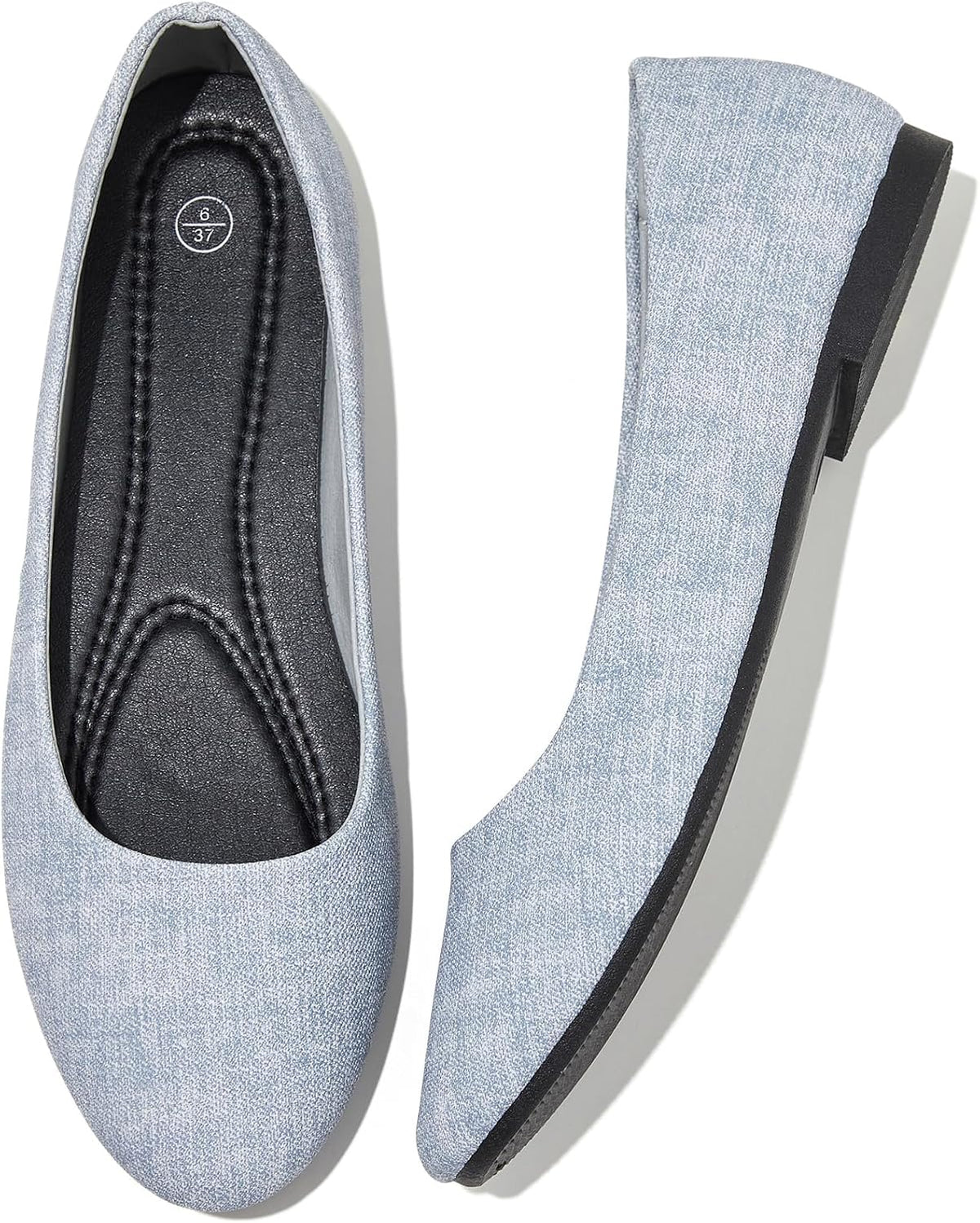 Women's Faux Leather Ballet Flats - Non Slip Low Heel Slip On Loafers for Teaching and Business Casual Days - 8