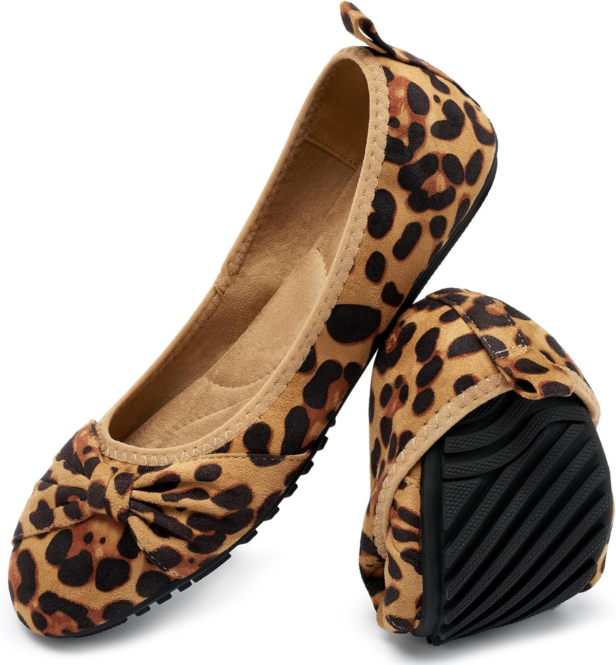 Women's Foldable Ballet Flats - Lightweight Slip On Work Shoes with Memory Foam for All Day Office Wear - 6