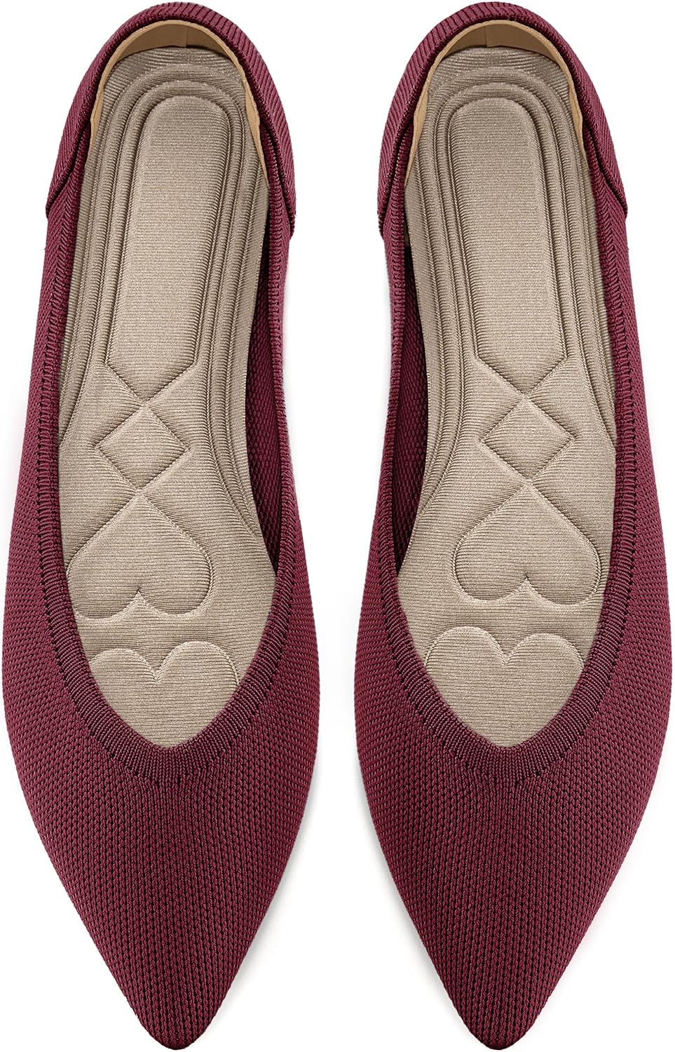 Women's Pointed Toe Knit Ballet Flats - Soft Slip On Dress Shoes for Work, Walking and Wedding Guest Days - 6