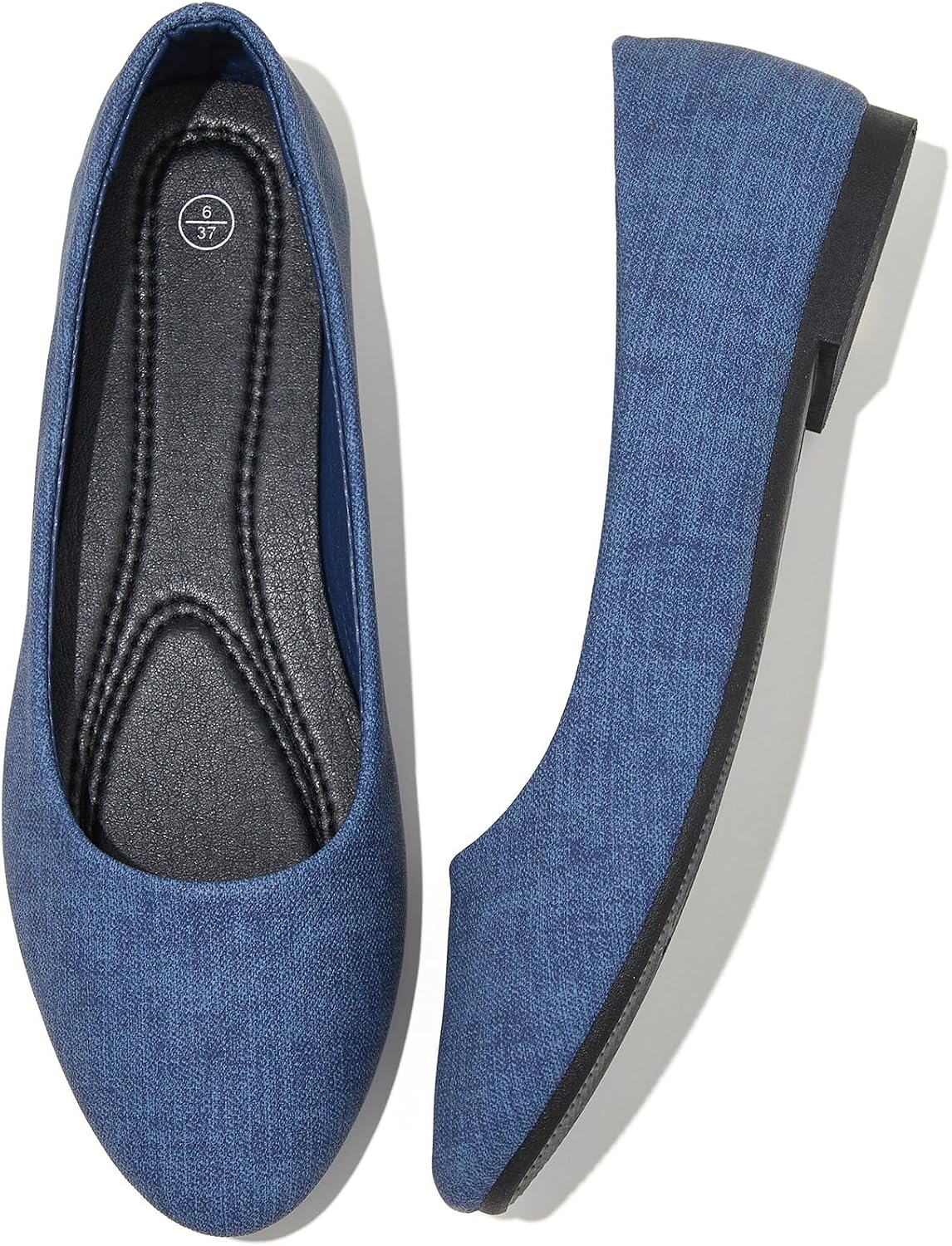 Women's Faux Leather Ballet Flats - Non Slip Low Heel Slip On Loafers for Teaching and Business Casual Days - 9