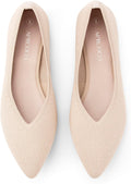 Women's Pointed Toe Knit Ballet Flats - Lightweight Washable Slip On Shoes for Work and Dressy Days - 6