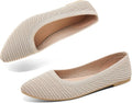 Women's Knit Ballerina Flats - Pointed Toe Soft Slip On Dress Shoes for Walking and Casual Office Wear - 6