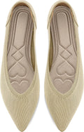 Women's Pointed Toe Knit Ballet Flats - Soft Slip On Dress Shoes for Work, Walking and Wedding Guest Days - 6
