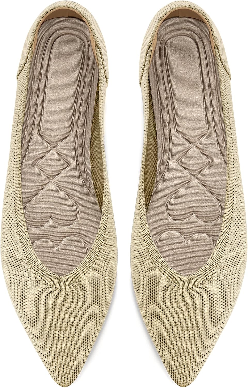 Women's Pointed Toe Knit Ballet Flats - Soft Slip On Dress Shoes for Work, Walking and Wedding Guest Days - 6