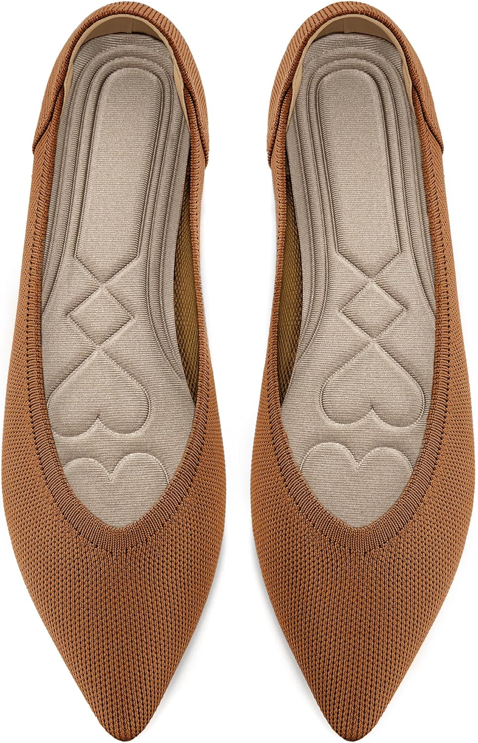 Women's Pointed Toe Knit Ballet Flats - Soft Slip On Dress Shoes for Work, Walking and Wedding Guest Days - 6